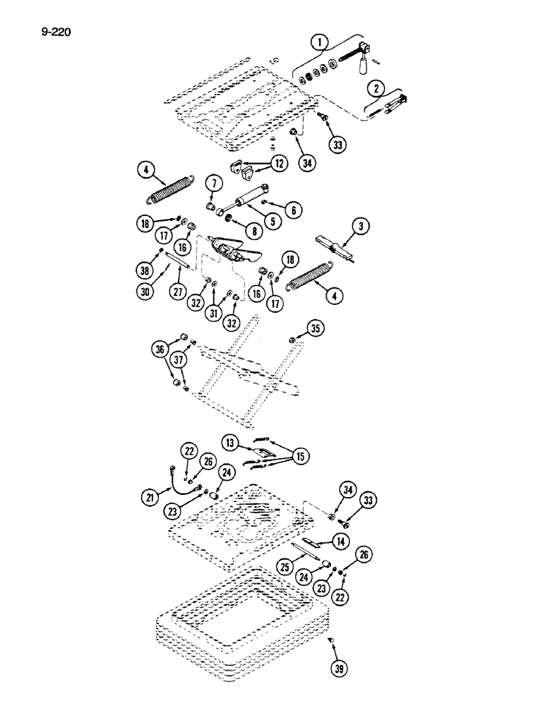 Схема запчастей Case IH 1620 - (9-220) - SEAT ASSEMBLY, BOSTROM (10) - CAB & AIR CONDITIONING