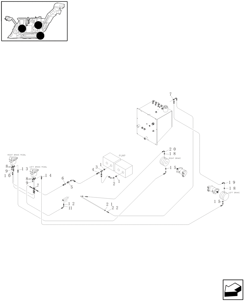 Схема запчастей Case IH A4000 - (B06.18[01]) - HYDRAULIC CIRCUIT (REAR BRAKES) Hydraulic Components & Circuits