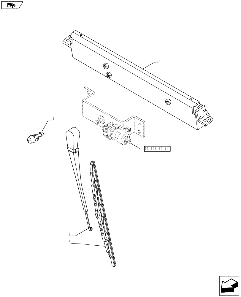 Схема запчастей Case IH PUMA 200 - (55.518.01[02]) - FRONT WINDSHIELD WIPER (VAR.728127-743334 / 743602) (55) - ELECTRICAL SYSTEMS