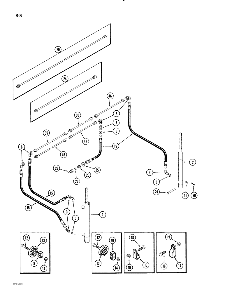 Схема запчастей Case IH 1020 - (8-08) - REEL LIFT HYDRAULIC SYSTEM, 15, 16-1/2, 17-1/2 AND 20 FOOT HEADER (35) - HYDRAULIC SYSTEMS