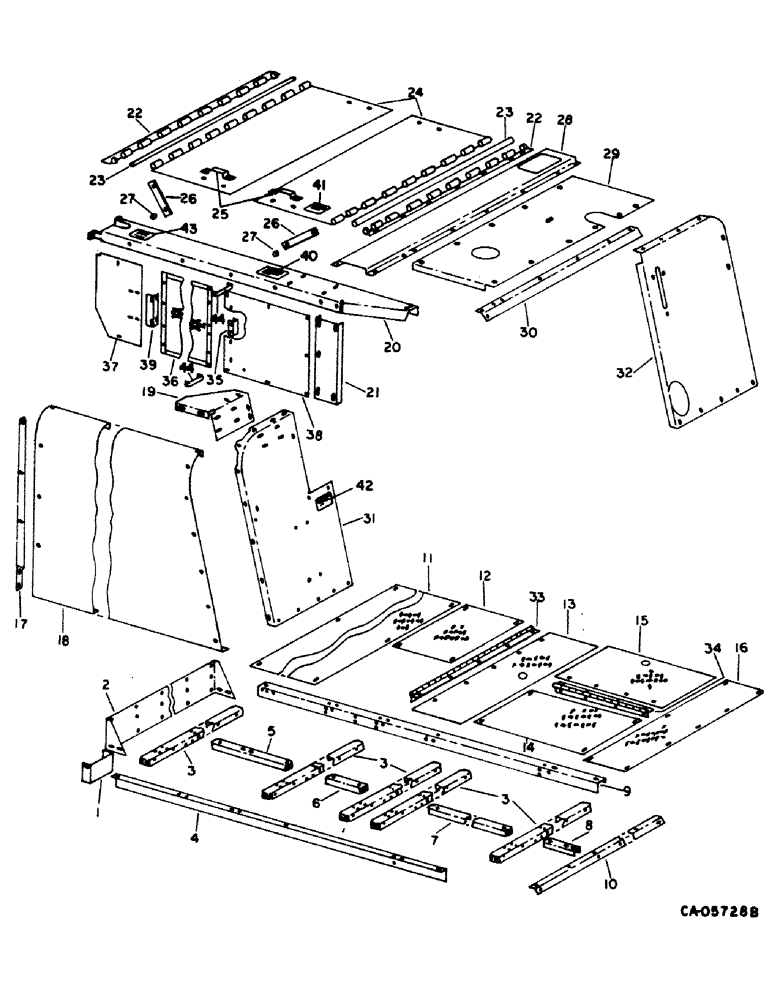 Схема запчастей Case IH 1480 - (20-08) - SEPARATOR, ENGINE SHIELD AND SERVICE DECK Separation