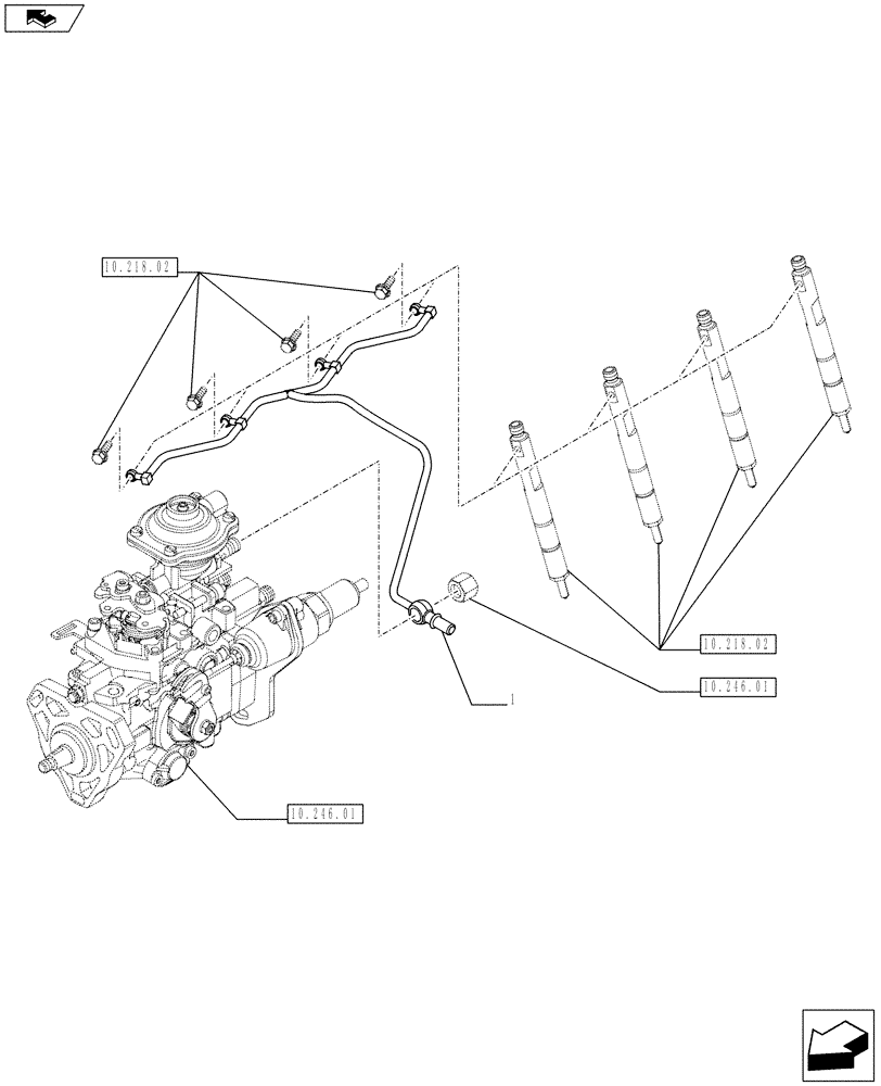 Схема запчастей Case IH FARMALL 65C - (10.218.04) - INJECTION PIPE (10) - ENGINE