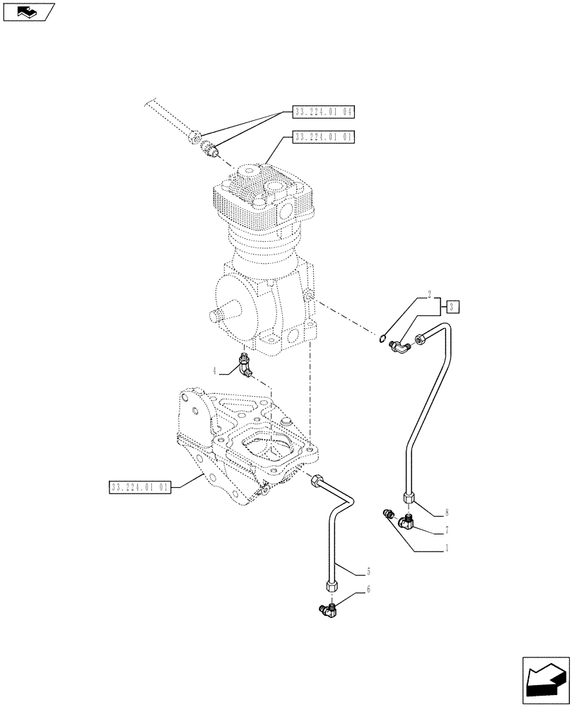 Схема запчастей Case IH PUMA 200 - (33.224.01[03]) - PNEUMATIC TRAILER BRAKE - PIPES (VAR.729385-743170 / 743623; VAR.743171-728385 / 743624; VAR.743169-720178 / 743625) (33) - BRAKES & CONTROLS