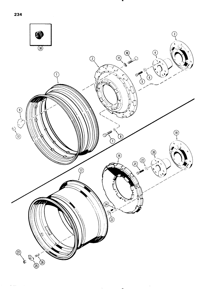 Схема запчастей Case IH 1270 - (234) - REAR WHEELS WITH 34 INCH RIMS, WITH 3-1/2 INCH DIAMETER AXLE SHAFT, FOR 20.8 X 34 TIRE (06) - POWER TRAIN