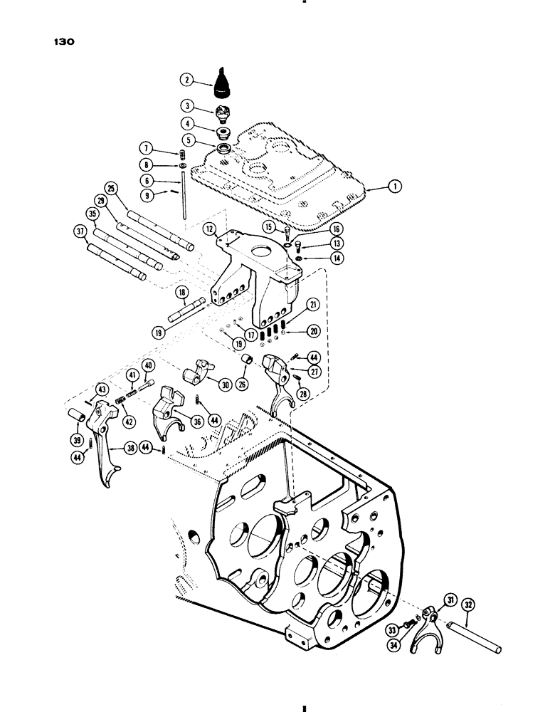 Схема запчастей Case IH 730 SERIES - (130) - SHIFTER SHAFTS AND FORKS (06) - POWER TRAIN