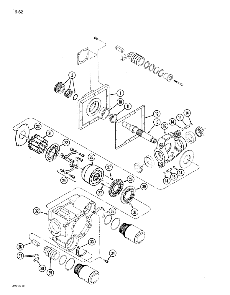 Схема запчастей Case IH 1680 - (6-062) - HYDROSTATIC MOTOR ASSEMBLY, TWO SPEED, CORN, GRAIN AND RICE, PRIOR TO P.I.N. JJC0047918 (03) - POWER TRAIN