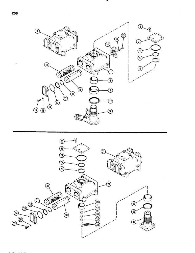 Схема запчастей Case IH 1070 - (0206) - A64505 STEERING ACTUATOR, WITH ADJUSTABLE FRONT AXLE, USED TRACTOR SER NOS. 8693001 TO 8726609 (05) - STEERING