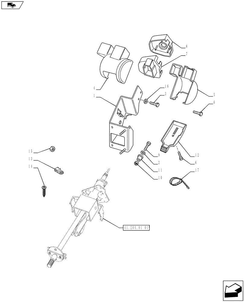 Схема запчастей Case IH PUMA 200 - (41.204.01[02]) - COVERING SUPPORT - STEERING COLUMN (41) - STEERING