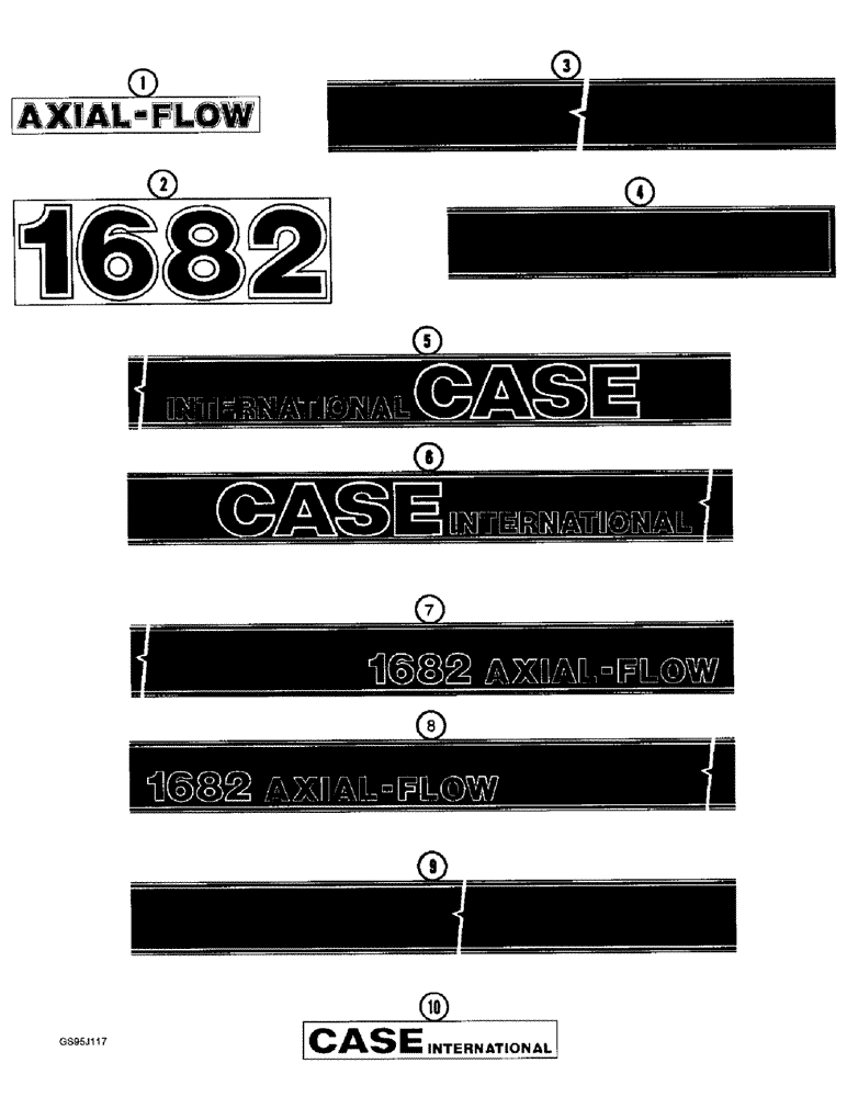 Схема запчастей Case IH 1682 - (9-180) - DECALS, COMBINE (09) - CHASSIS ATTACHMENTS