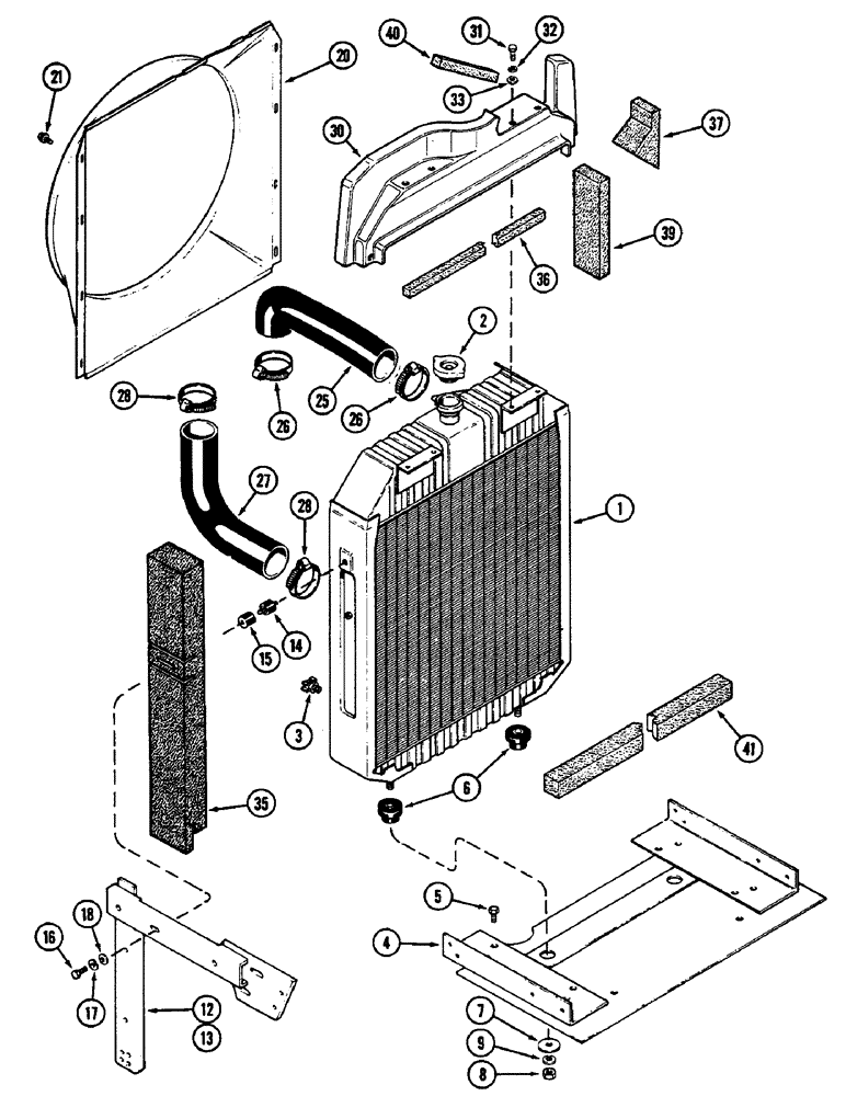 Схема запчастей Case IH 2290 - (2-002) - RADIATOR AND ATTACHING PARTS, 504BDT DIESEL ENGINE (02) - ENGINE