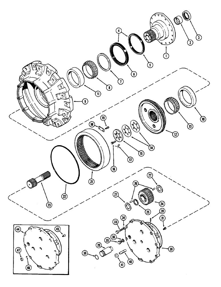 Схема запчастей Case IH 2470 - (186) - WHEEL HUB AND SPINDLE KIT (05) - STEERING