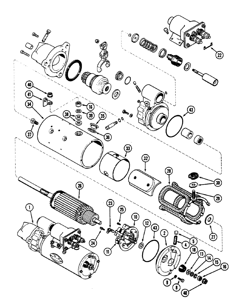 Схема запчастей Case IH 2390 - (4-121A) - A75864 STARTER ASSEMBLY, P.I.N. 9907800 THROUGH 9910732 (04) - ELECTRICAL SYSTEMS