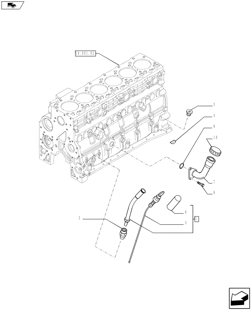 Схема запчастей Case IH F4HE9687Z J100 - (10.304.01[01]) - OIL LEVEL CHECK (2859600-2852376) (10) - ENGINE