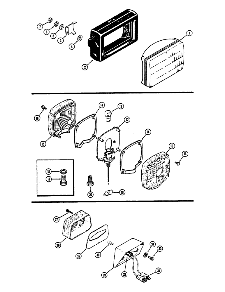 Схема запчастей Case IH 2390 - (4-134) - HEAD LAMP (04) - ELECTRICAL SYSTEMS