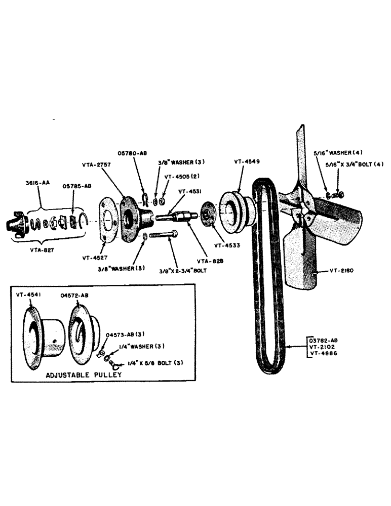 Схема запчастей Case IH VAI-SERIES - (031) - WATER PUMP AND FAN, (ENGINES NO. A4700000 THROUGH NO. 72-E07778) (02) - ENGINE