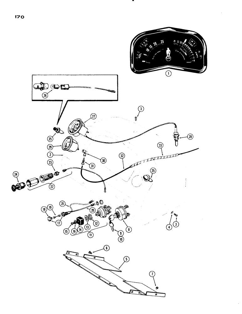 Схема запчастей Case IH 830-SERIES - (170) - INSTRUMENT PANEL AND INSTRUMENTS, 730 AND 830 L.P.G. TRACTOR, 1ST USED TRAC. S/N 8201146 (04) - ELECTRICAL SYSTEMS