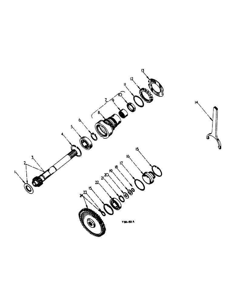 Схема запчастей Case IH 444 - (6-46) - FULL FORWARD AND REVERSE ATTACHMENT, P.T.O. DRIVING SHAFT AND GEARS, 573 R.P.M. (06) - POWER TRAIN