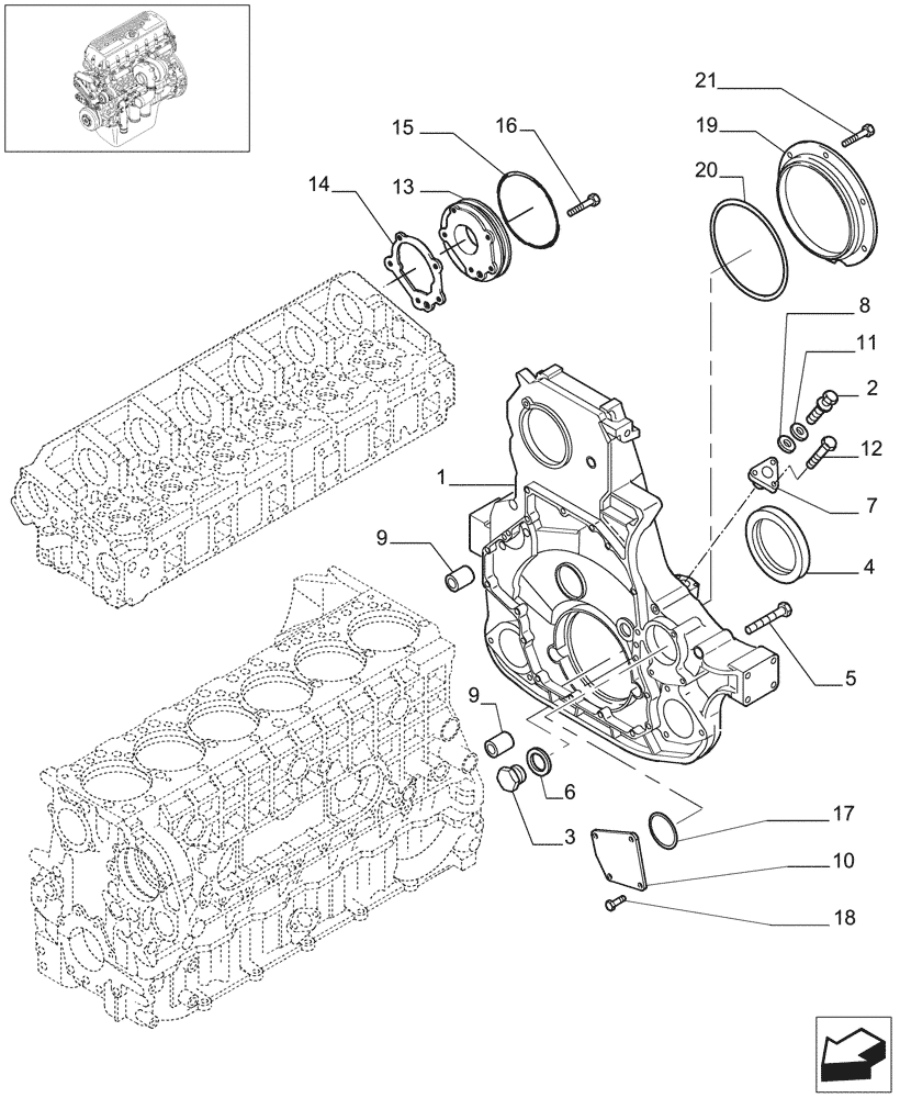 Схема запчастей Case IH STEIGER 430 - (02-23) - FLYWHEEL CASE, STX & STEIGER 380 / 430 (02) - ENGINE