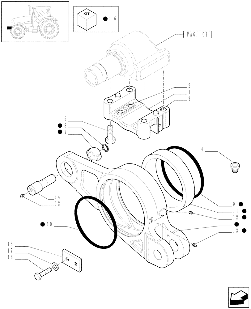 Схема запчастей Case IH PUMA 210 - (1.21.3[02]) - (VAR.212-463) 4WD FRONT AXLE WITH ACTIVE SUSPENSIONS - SUPPORT (03) - TRANSMISSION