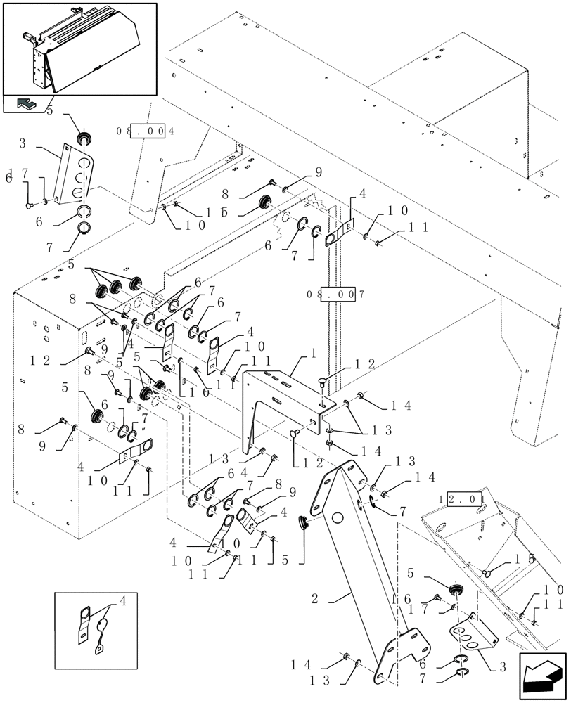 Схема запчастей Case IH LBX332R - (08.007A[01]) - TWINE BOX, RH (08) - SHEET METAL/DECALS