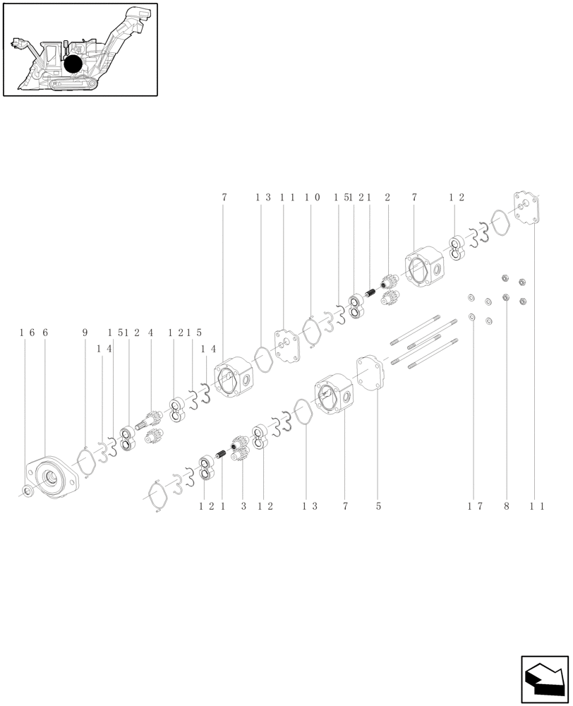 Схема запчастей Case IH A4000 - (B04.03[01]) - HYDRAULIC PUMP (P11B) Hydraulic Components & Circuits