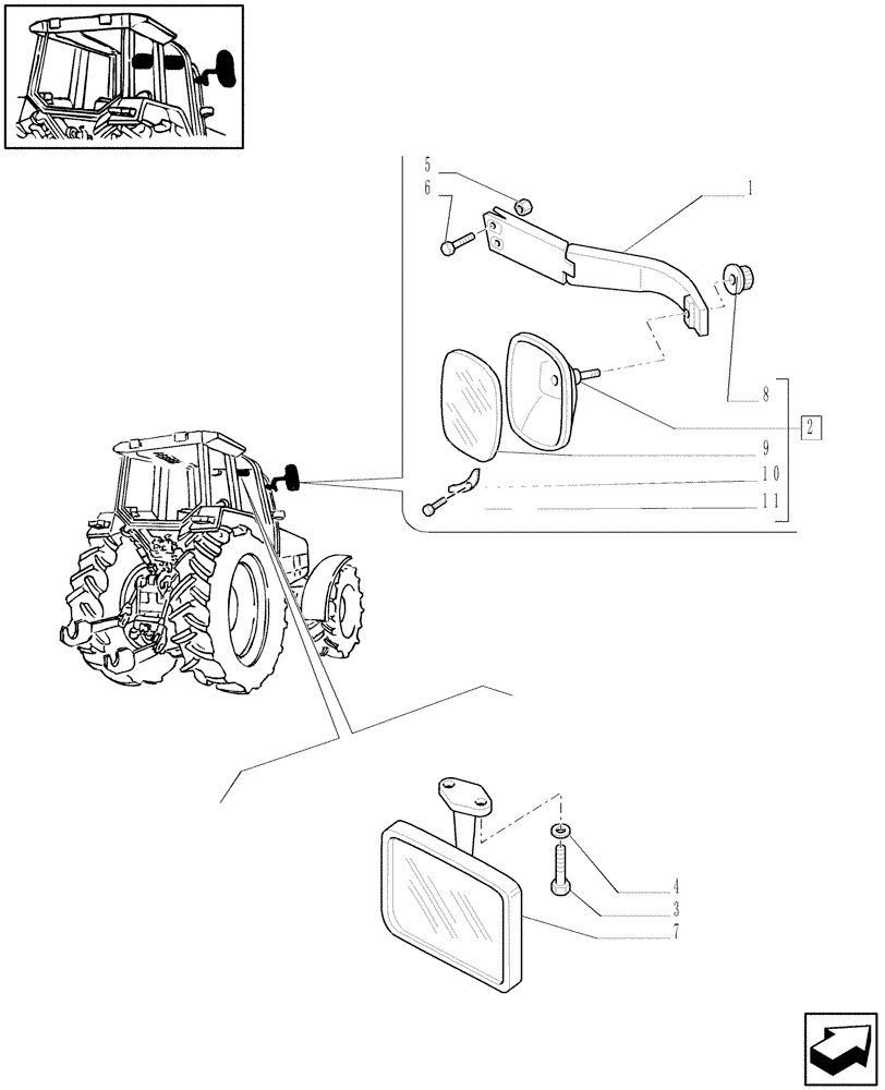 Схема запчастей Case IH MAXXUM 140 - (1.93.6) - CAB - REAR-VIEW MIRRORS (10) - OPERATORS PLATFORM/CAB