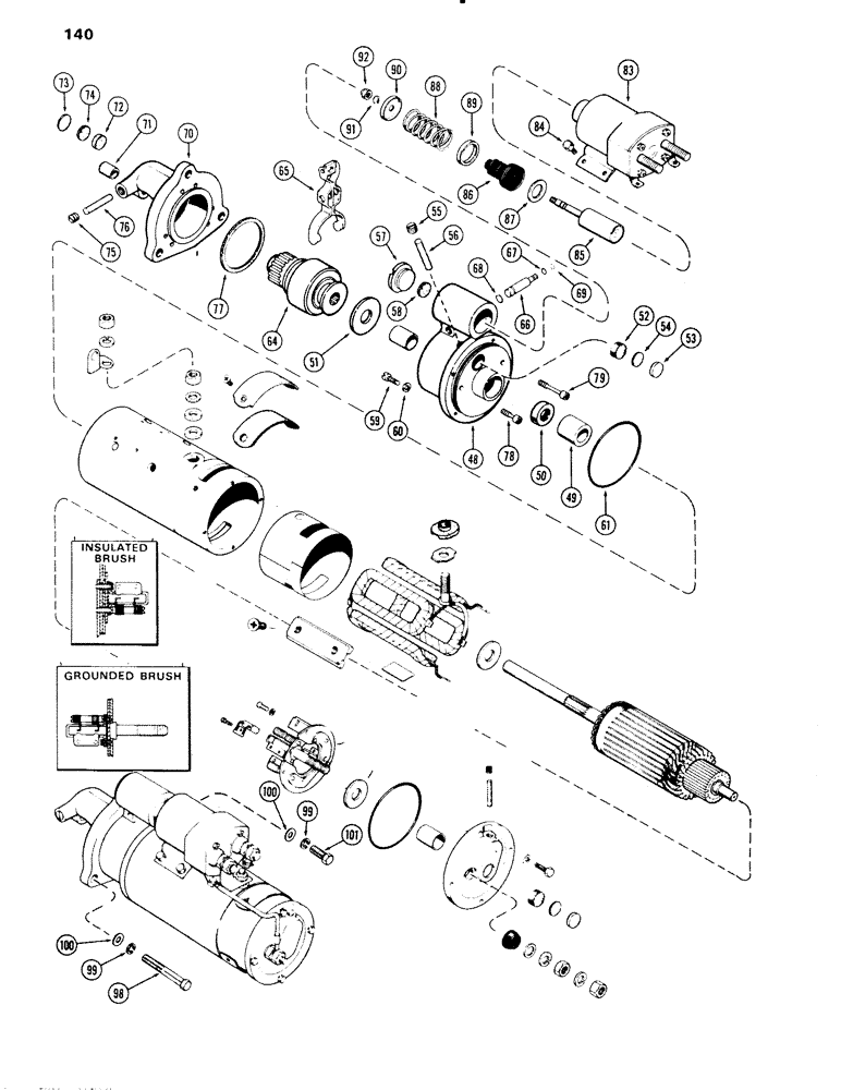 Схема запчастей Case IH 451BDT - (140) - STARTING MOTOR, 24 VOLT (CONTD) (04) - ELECTRICAL SYSTEMS