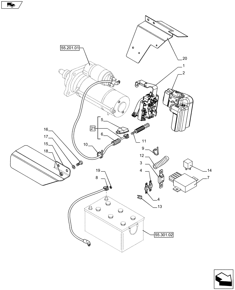 Схема запчастей Case IH PUMA 215 - (55.301.0301) - ELECTRICALLY CONTROLLED BATTERY ISOLATOR (VAR.728752) (55) - ELECTRICAL SYSTEMS