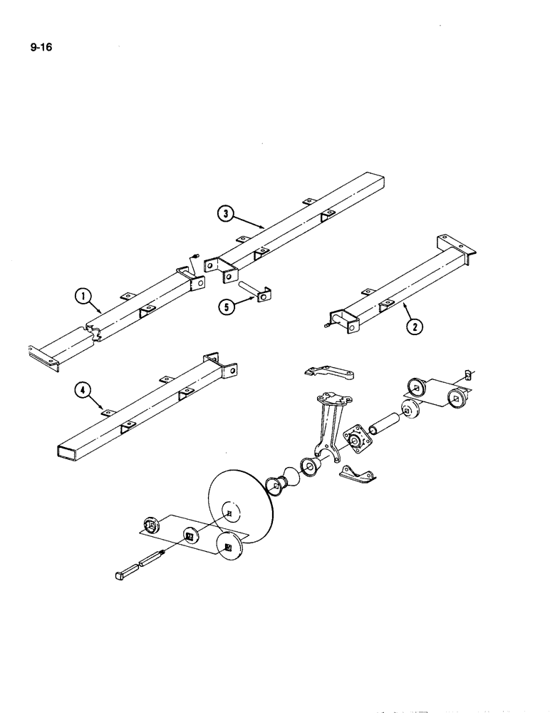 Схема запчастей Case IH 496 - (9-16) - DISC AND GANG 1-1/8 INCH SQUARE ARBOR BOLT (09) - CHASSIS/ATTACHMENTS