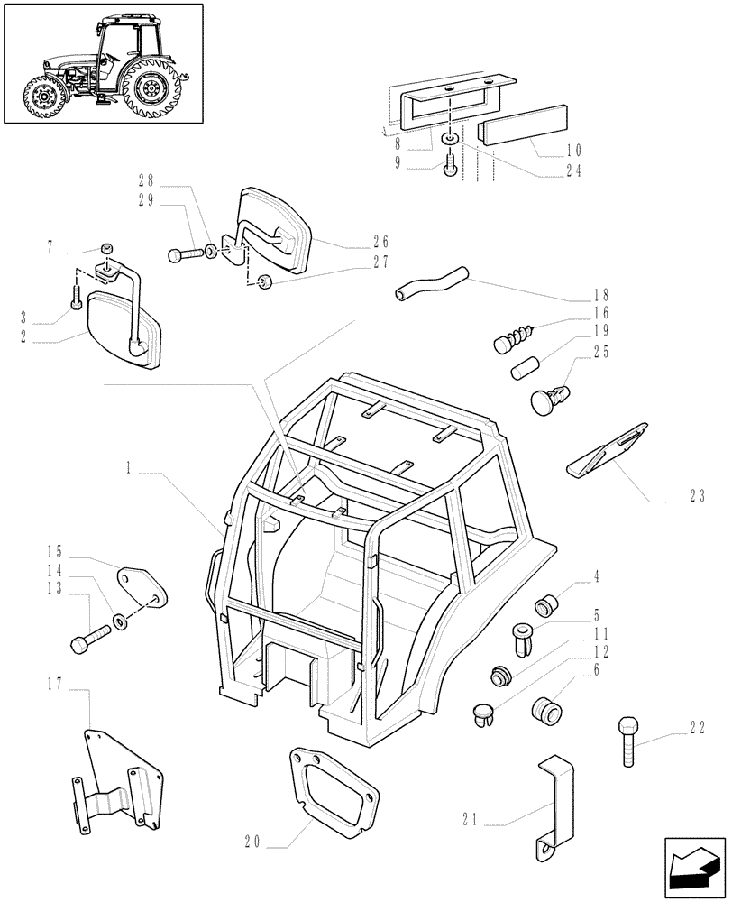 Схема запчастей Case IH JX1085C - (1.92.90) - CAB FRAME (10) - OPERATORS PLATFORM/CAB