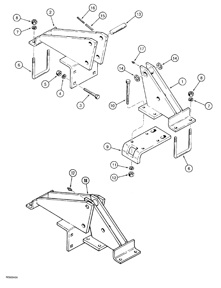 Схема запчастей Case IH 5700 - (9-118) - SECONDARY WING LIFT HINGES - FRONT, LEVEL LIFT MODELS, DOUBLE FOLD, 47 FOOT THROUGH 53 FOOT WIDE (18) - MISCELLANEOUS