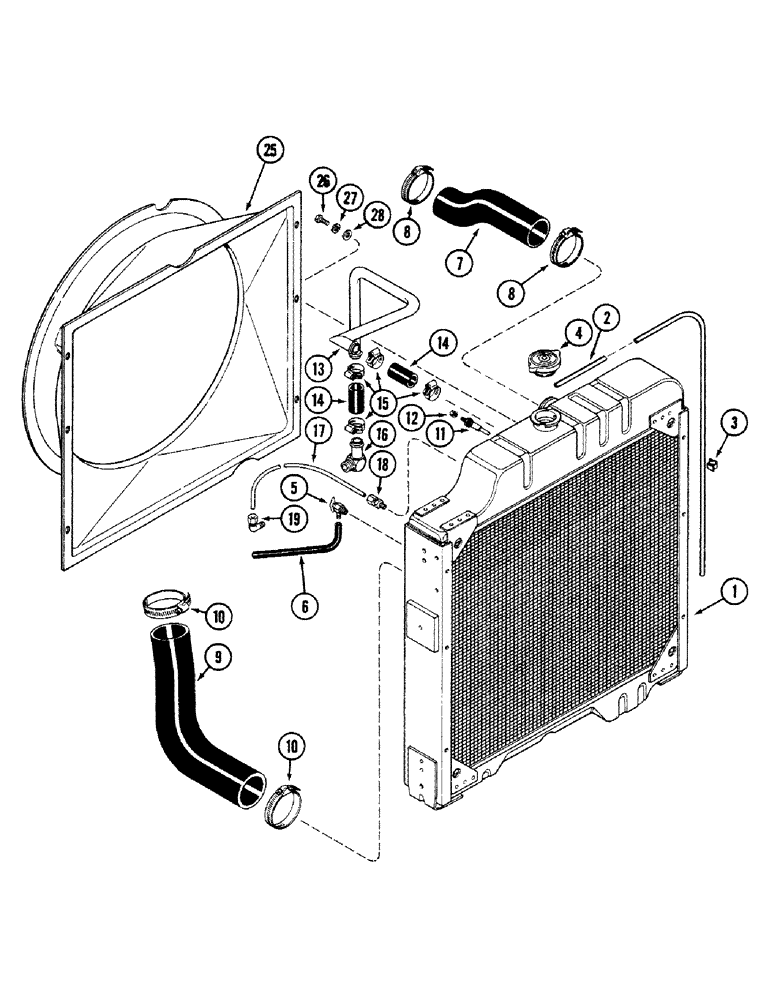 Схема запчастей Case IH 4694 - (2-004) - RADIATOR AND HOSES, 504BDTI DIESEL ENGINE (02) - ENGINE