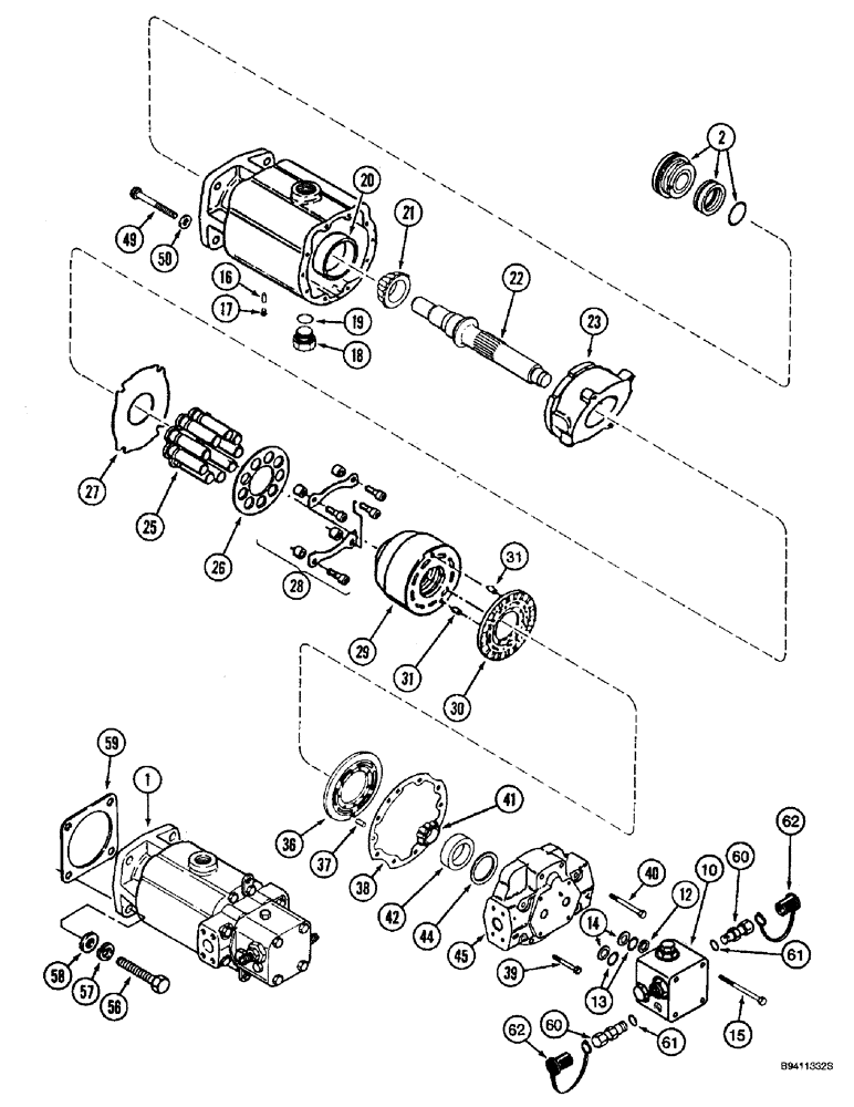 Схема запчастей Case IH 2144 - (6-22) - HYDROSTATIC MOTOR ASSEMBLY, SINGLE SPEED (03) - POWER TRAIN