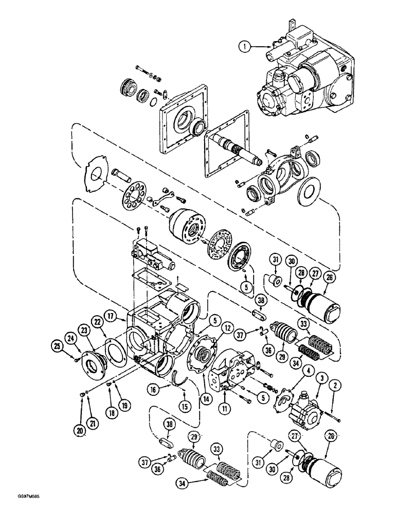 Схема запчастей Case IH 1660 - (6-28) - HYDROSTATIC PUMP, RICE COMBINE, PRIOR TO P.I.N. JJC0041567 (03) - POWER TRAIN