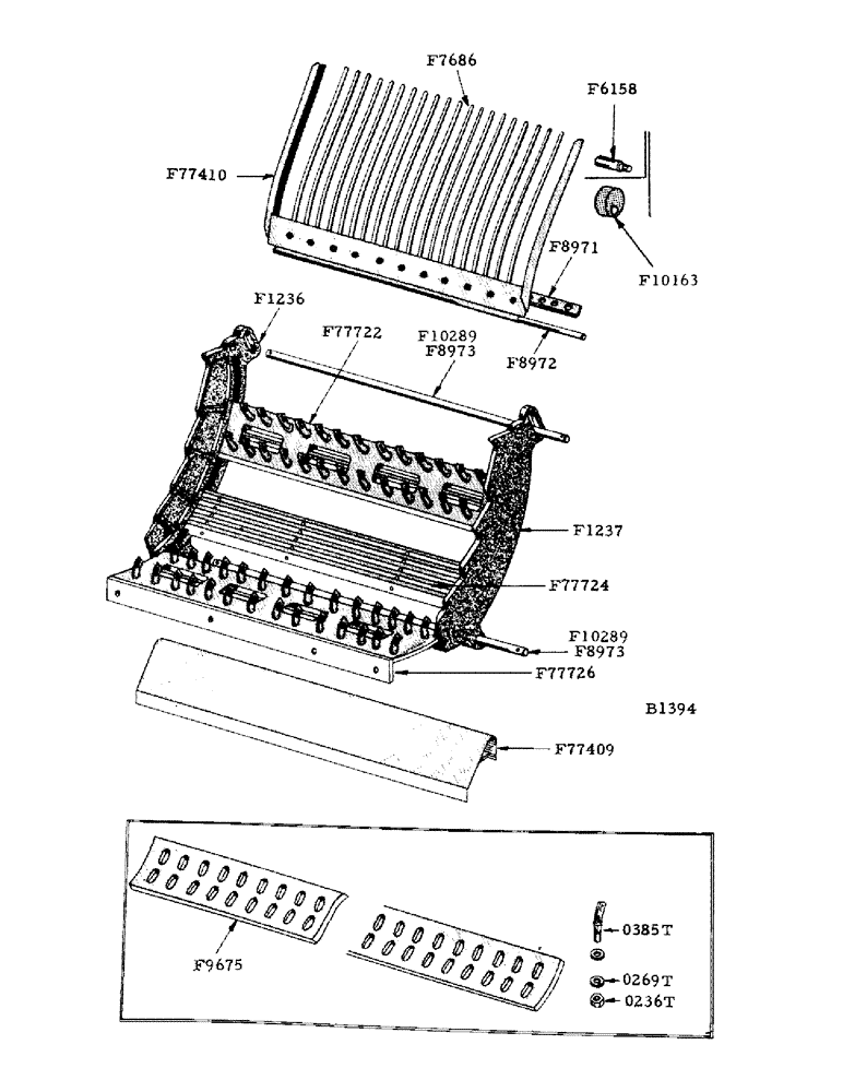 Схема запчастей Case IH 800 - (062) - CONCAVES, TINES AND REMOVABLE FEED PLATE, SPIKE TOOTH CYLINDER (66) - THRESHING