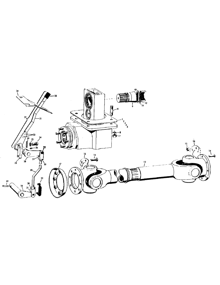 Схема запчастей Case IH 1210 - (04) - CARDEN SHAFT, TRANSFER BOX FITTINGS AND OPERATING MECHANISM (06) - POWER TRAIN