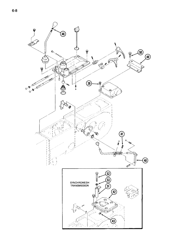 Схема запчастей Case IH 265 - (6-08) - TRANSMISSION GEAR AND RANGE SHIFT LINKAGE (06) - POWER TRAIN