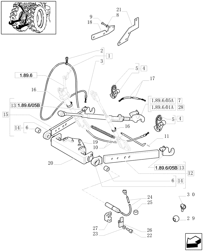 Схема запчастей Case IH JX1090U - (1.89.6/01[01A]) - (VAR.832-836) ELECTRONIC LIFTING - ARMS - TIE-RODS - D4949 (09) - IMPLEMENT LIFT