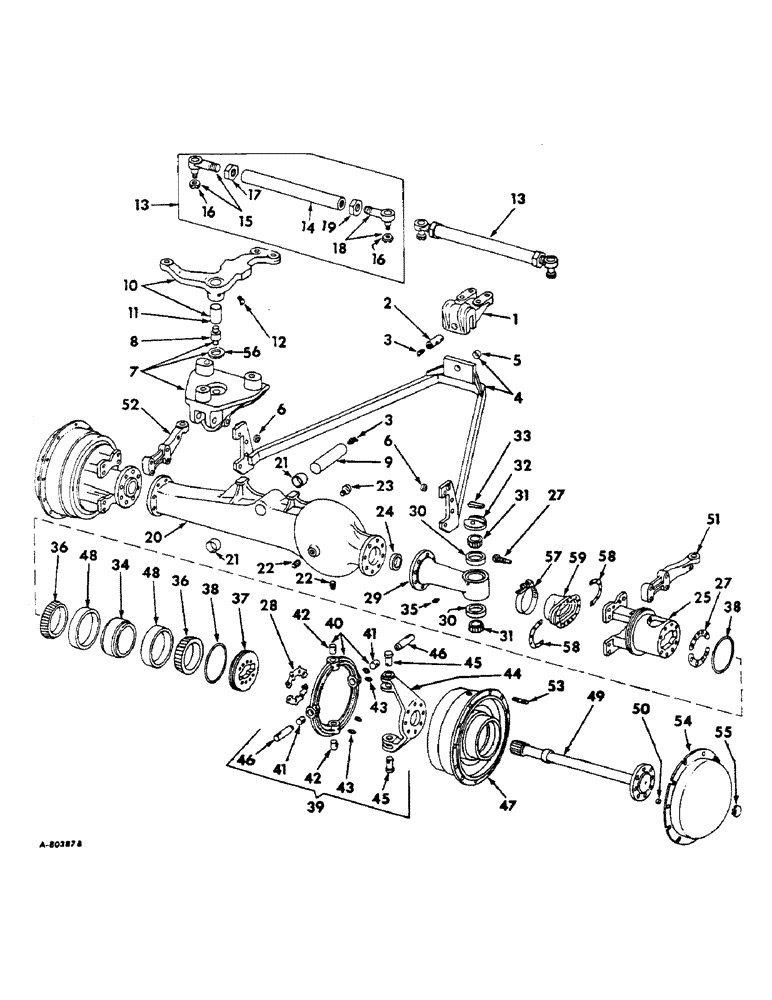 Схема запчастей Case IH 2806 - (J-23) - STEERING MECHANISM, FRONT AXLE AND CONNECTIONS, INTERNATIONAL TRACTORS WITH ALL WHEEL DRIVE Steering Mechanism