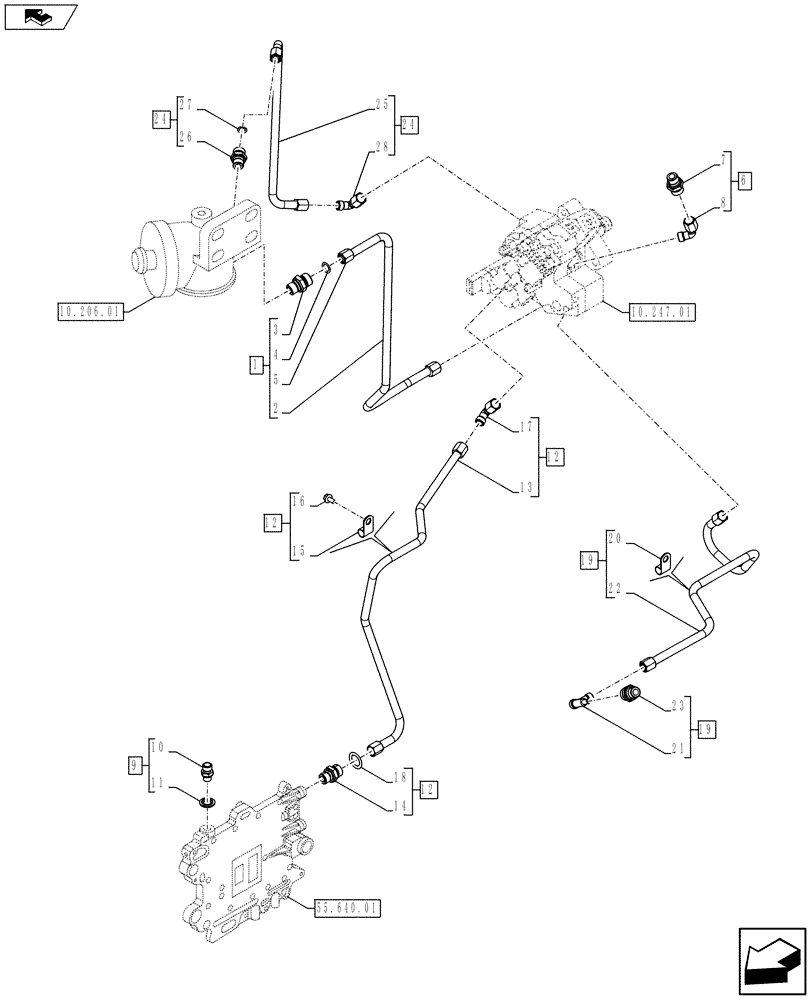 Схема запчастей Case IH F2CFE613L A005 - (10.218.01) - PIPING - FUEL (504322086) (10) - ENGINE