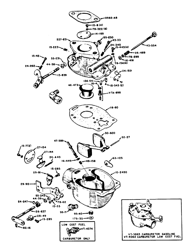 Схема запчастей Case IH VA-SERIES - (032) - VT3593, VT4062 CARBURETOR - MARVEL-SCHEBLER MODEL TSX-114, TSX-253 (03) - FUEL SYSTEM