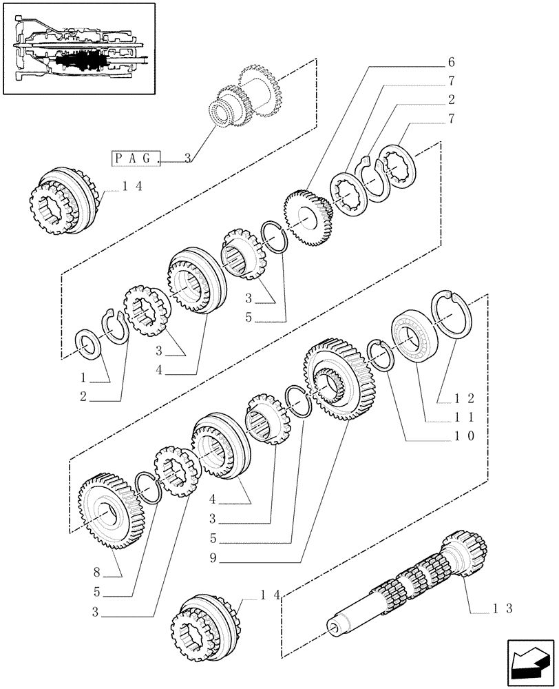 Схема запчастей Case IH JX1060C - (1.28.1[04]) - TRANSMISSION GEARS (03) - TRANSMISSION