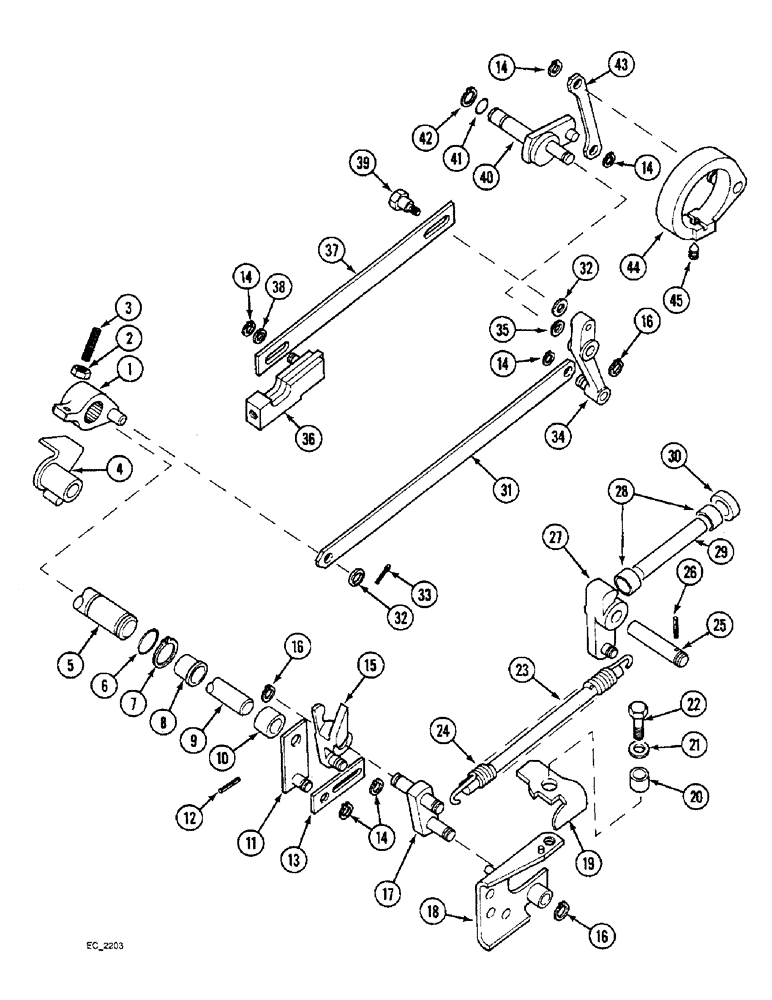 Схема запчастей Case IH 3220 - (8-054) - DRAFT CONTROL, INTERNAL CONTROL LINKAGE (08) - HYDRAULICS