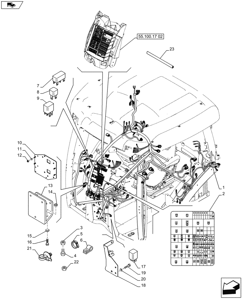 Схема запчастей Case IH PUMA 200 - (55.100.17[01]) - CAB CABLE AND RELATIVE PARTS (55) - ELECTRICAL SYSTEMS