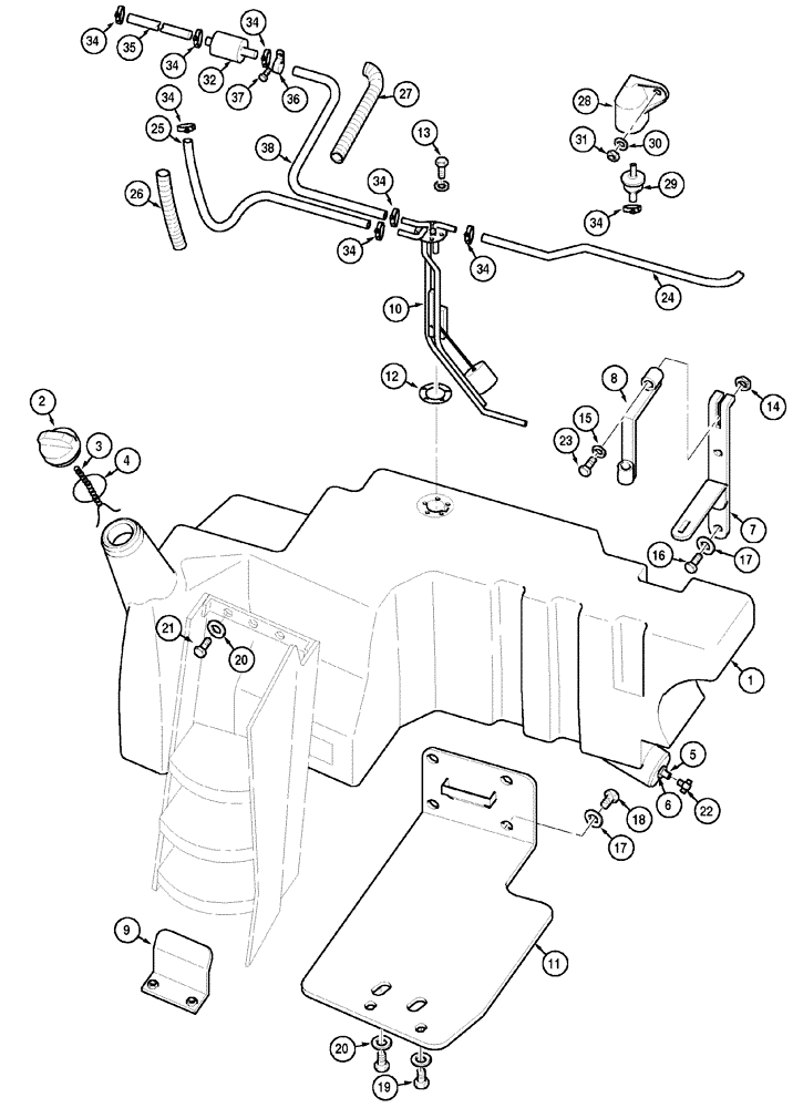 Схема запчастей Case IH MX90C - (03-09) - FUEL TANK AND SUPPORT (03) - FUEL SYSTEM