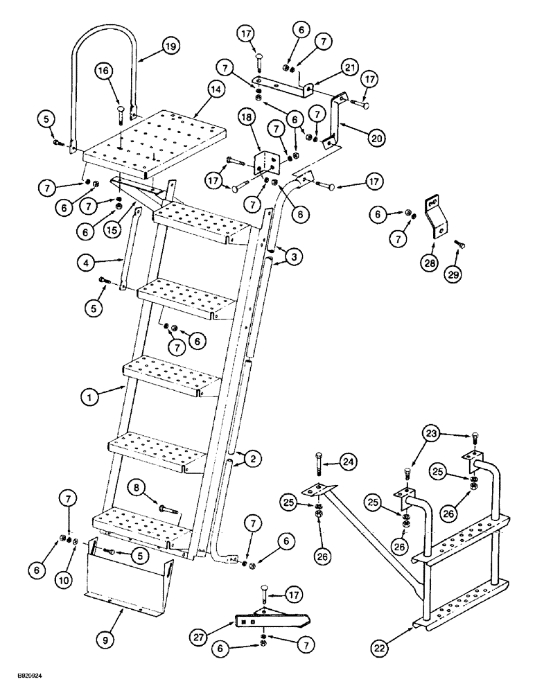 Схема запчастей Case IH 2022 - (9F-32) - STEPS AND LADDERS, 2022 COTTON PICKER (12) - CHASSIS