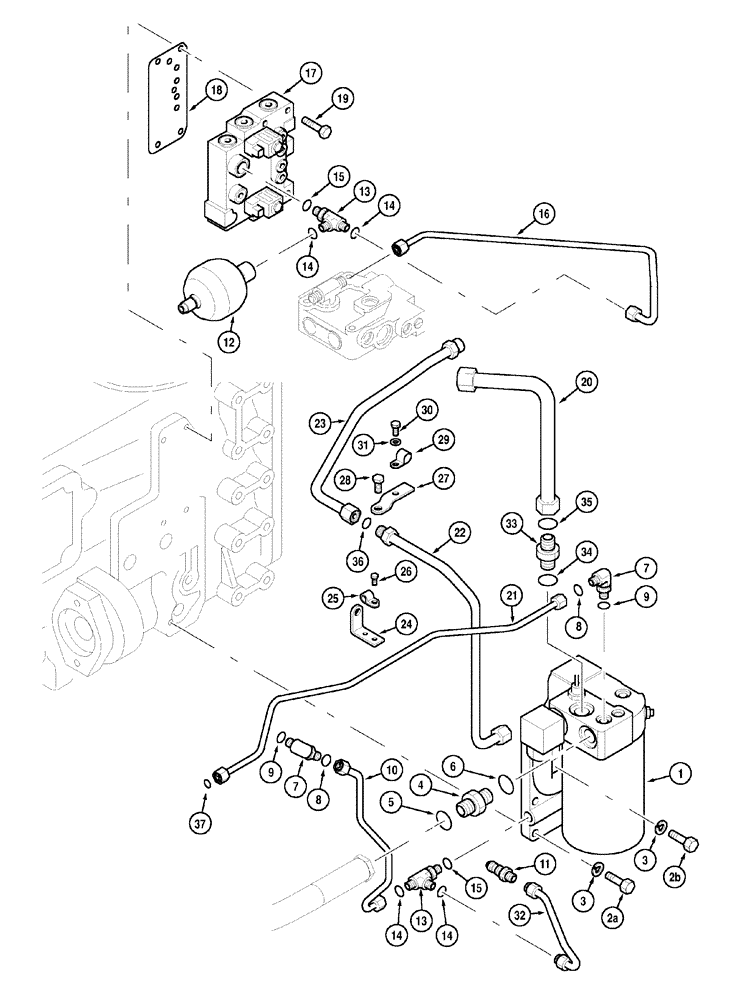 Схема запчастей Case IH MX120 - (08-02) - HYDRAULIC PUMP, OIL LINES AND FILTER (08) - HYDRAULICS