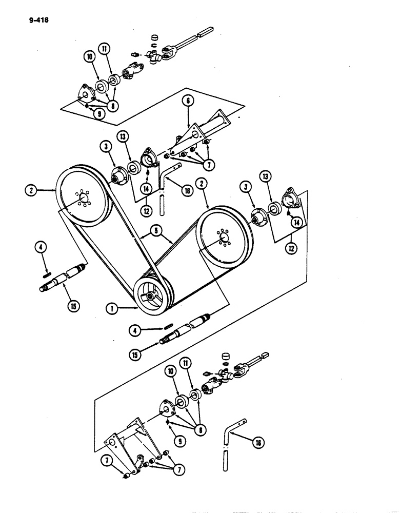 Схема запчастей Case IH 782 - (9-418) - AUXILIARY DRUM DRIVE, FOR MACHINES WITHOUT AUTOMATIC DRUM DRIVE (09) - CHASSIS ATTACHMENTS