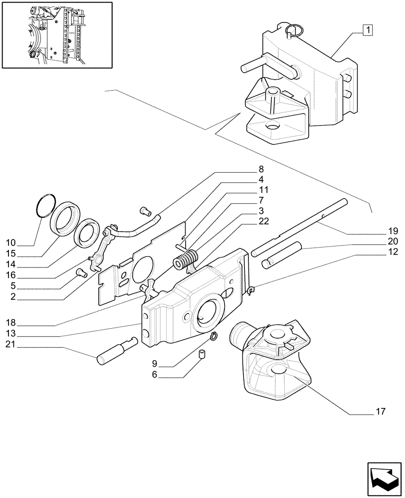 Схема запчастей Case IH JX1070C - (1.89.3/06B) - SWIVEL HOOK FOR EEC, VERTICAL ADJUST SLIDING - C5625 (09) - IMPLEMENT LIFT