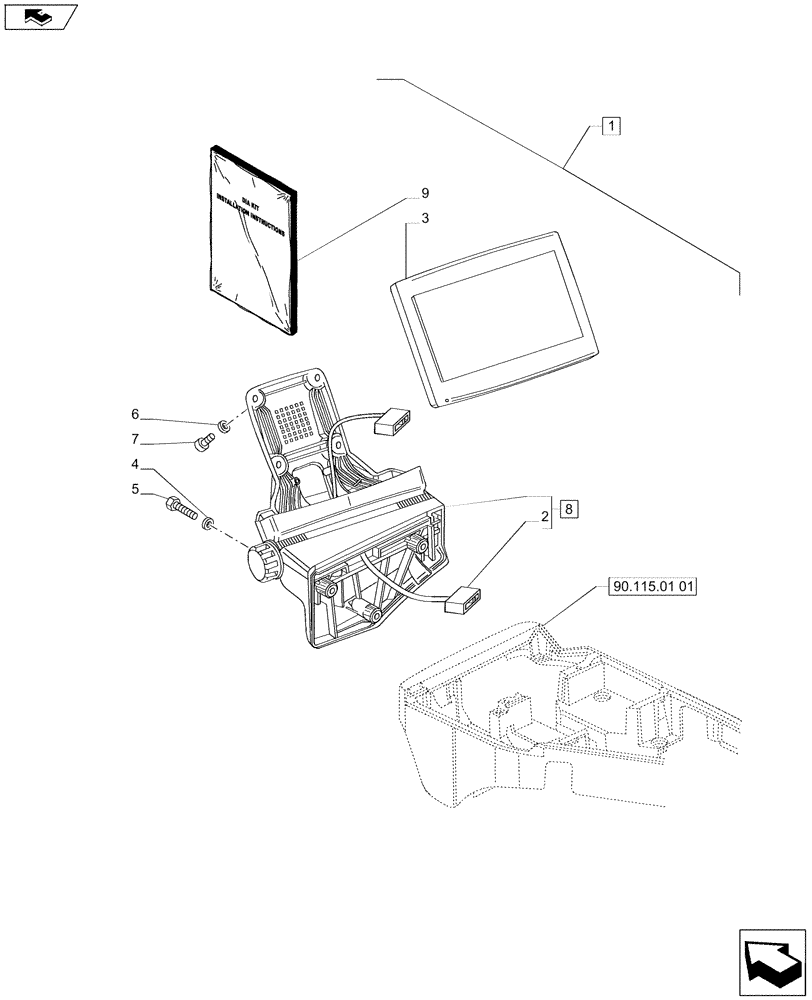 Схема запчастей Case IH PUMA 230 - (88.055.27) - DIA KIT - AFS PRO 300 TOUCHSCREEN DISPLAY MOUNTED ON ARMREST (88) - ACCESSORIES